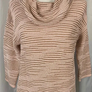 New‎ York & Company pink and gold striped Women Sweater, cowl neck